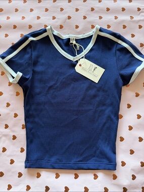 Fashion Brand Company Sporty Tencel Rib Baby Tee Navy